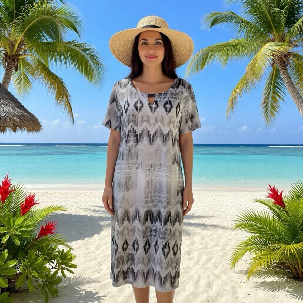 Jennifer Close Women's T-Shirt Dress Snake Print Casual Short Sleeve L Stretch